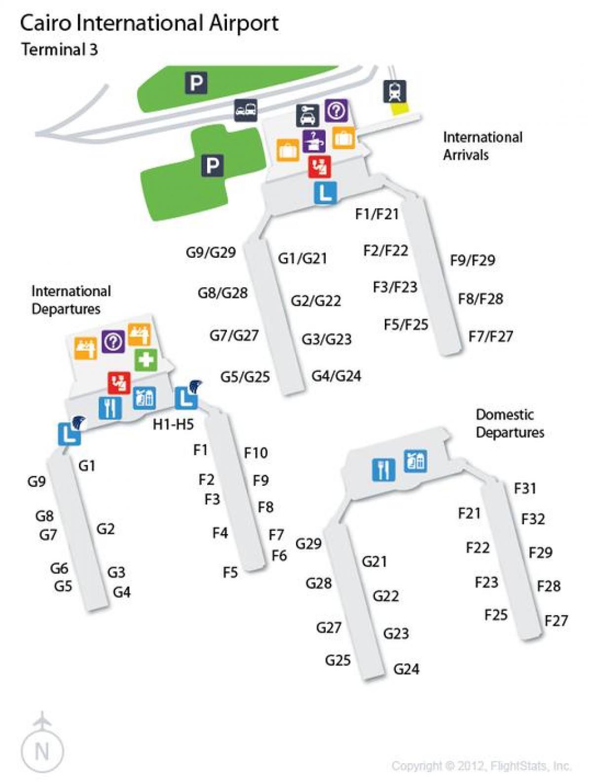 Mapa de la terminal del aeropuerto de el cairo